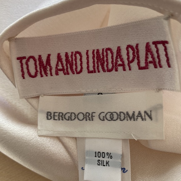 NEW WITH TAGS! BERGDORF GOODMAN TOM AND LINDA PLATT IVORY SILK DRESS - Picture 6 of 7